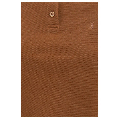 Polo de algodón marrón Saint Laurent