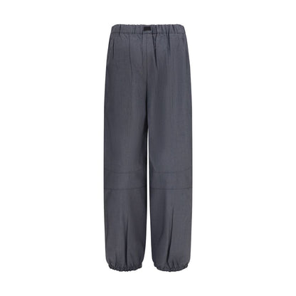 Pantalones Casuales Prada Tejido De Lana Merina Gris Ovis Aries