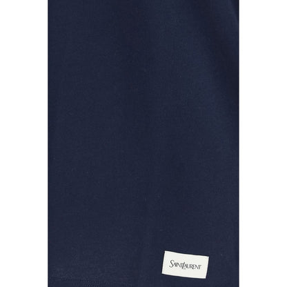 Camiseta de algodón azul Saint Laurent