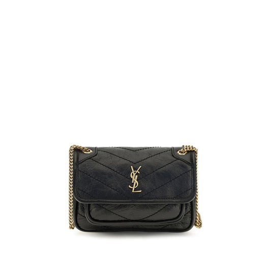 Bolso de hombro Saint Laurent de piel de becerro negra Bos Taurus