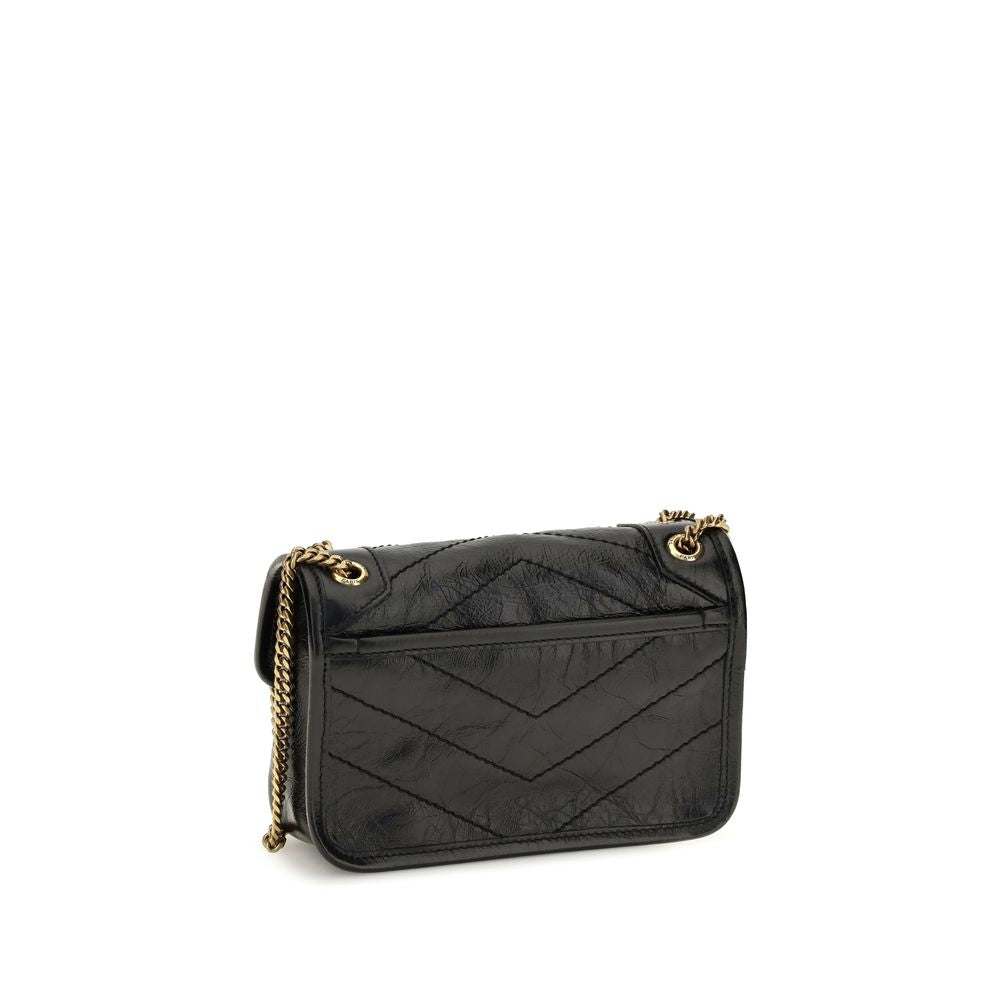 Bolso de hombro Saint Laurent de piel de becerro negra Bos Taurus