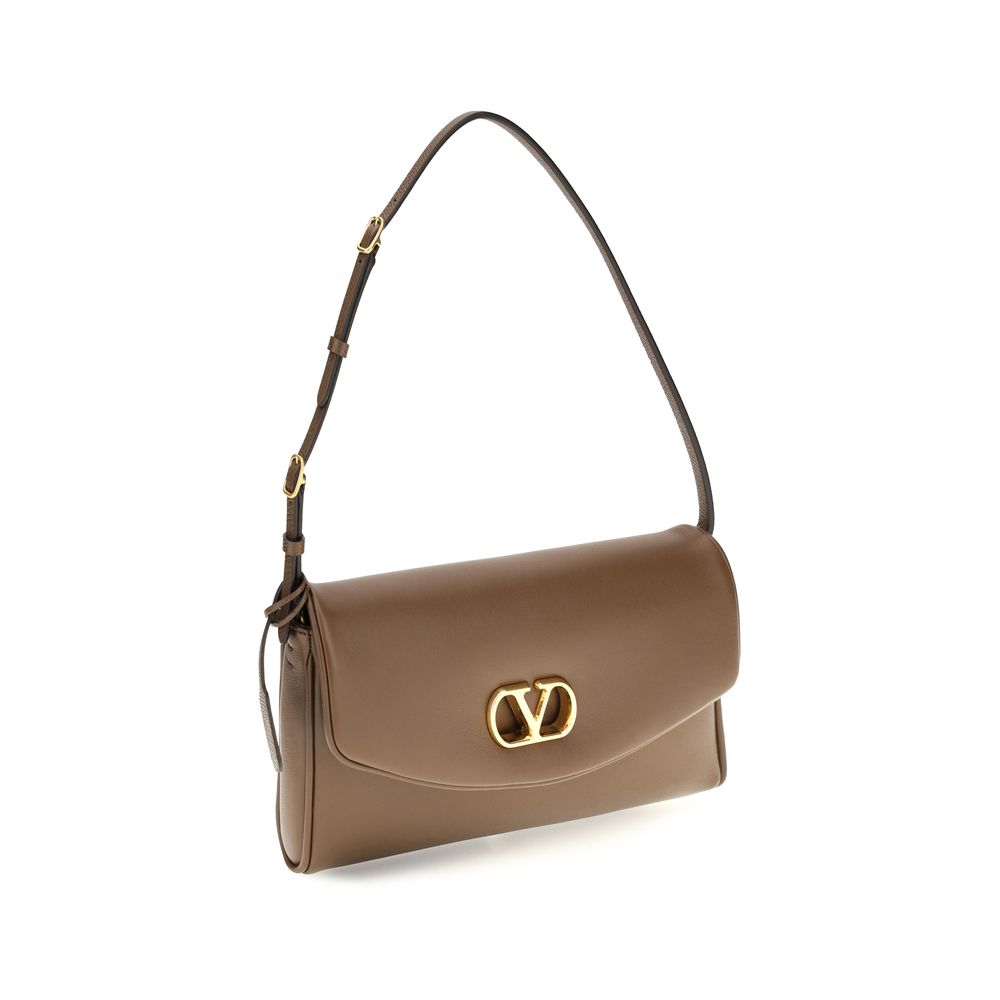 Bolso de hombro Valentino Garavani de piel de becerro marrón Bos Taurus