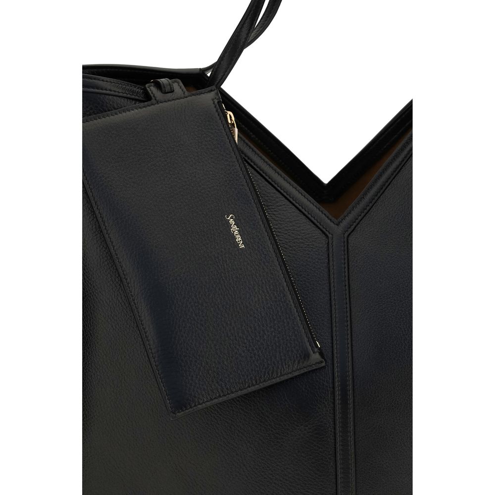 Bolso de hombro Saint Laurent de piel de becerro negra Bos Taurus