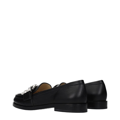 Mocasines sin cordones de cuero negro Jimmy Choo