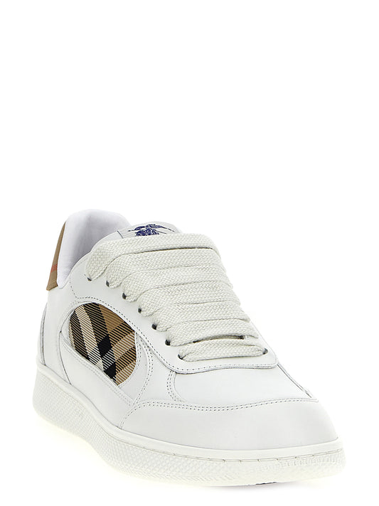 Zapatillas Burberrrry Cuero Beige Corte Bajo Terrace