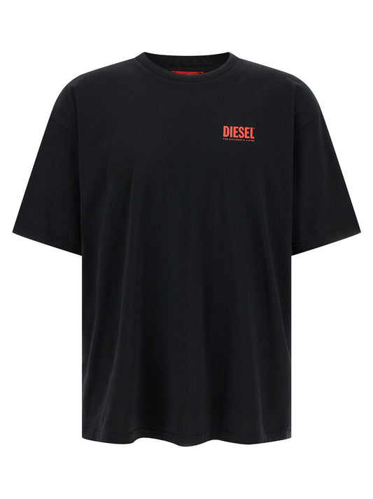 Camiseta de algodón negra Diesel
