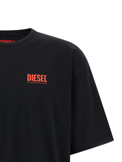 Camiseta de algodón negra Diesel