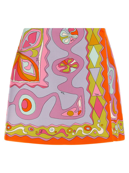 Jupe longue fluide en soie multicolore Emilio Pucci