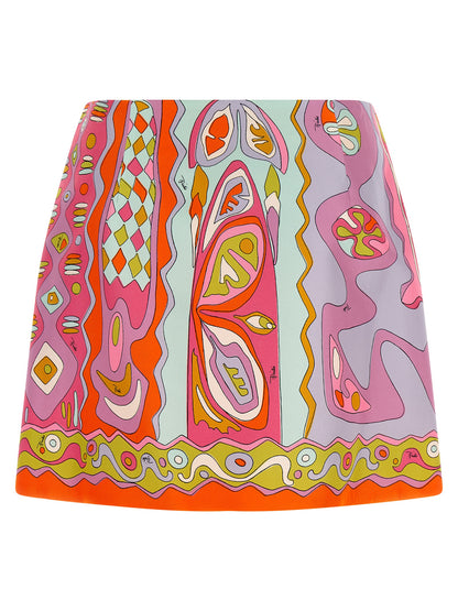 Jupe longue fluide en soie multicolore Emilio Pucci