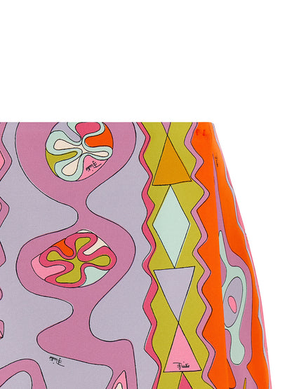 Jupe longue fluide en soie multicolore Emilio Pucci