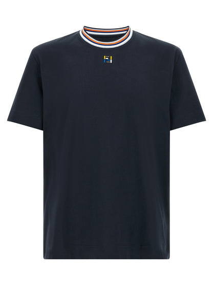T-shirt Fendi en coton bleu à tombé fluide naturel