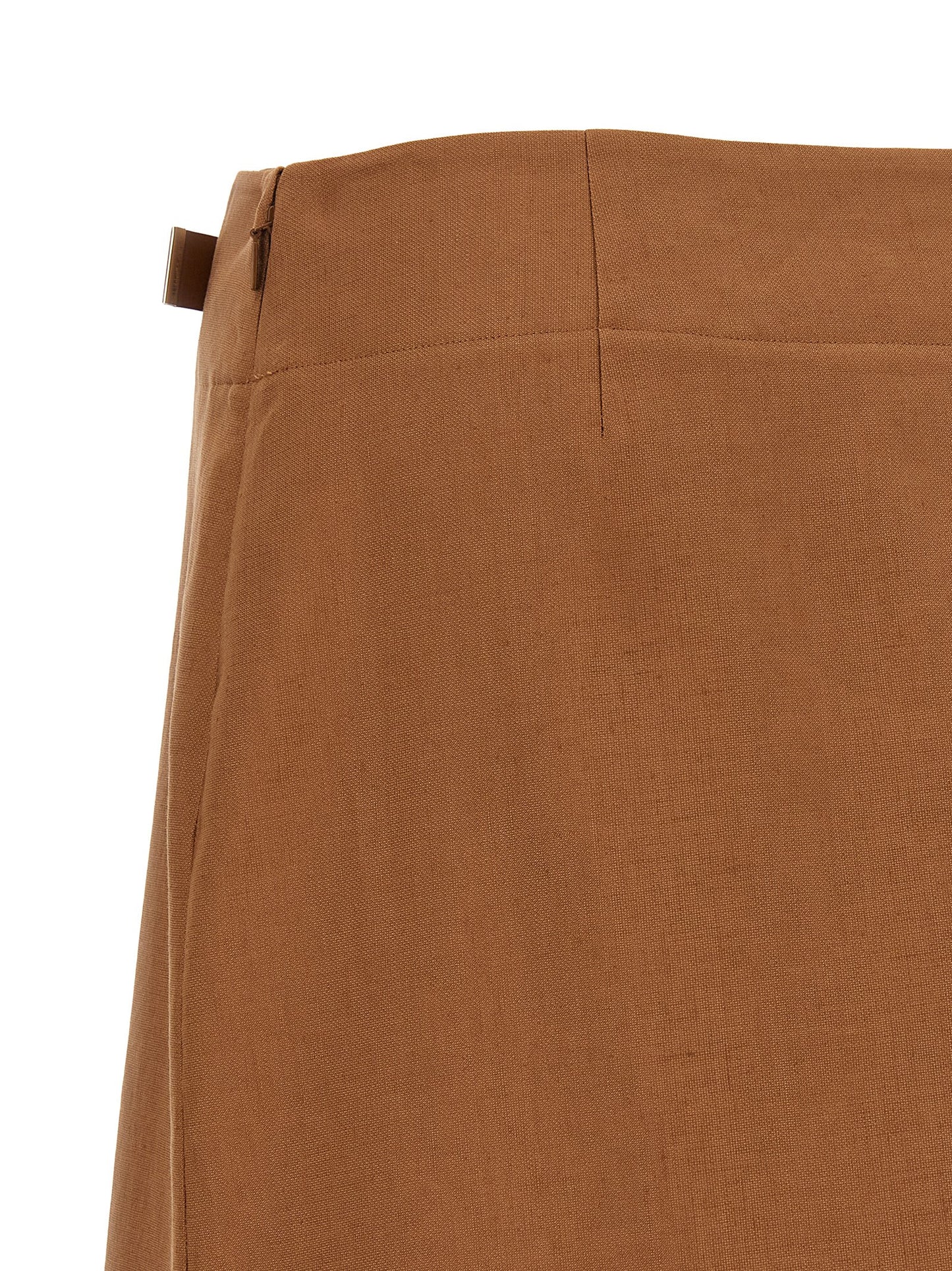 Falda midi de lino marrón Fendi