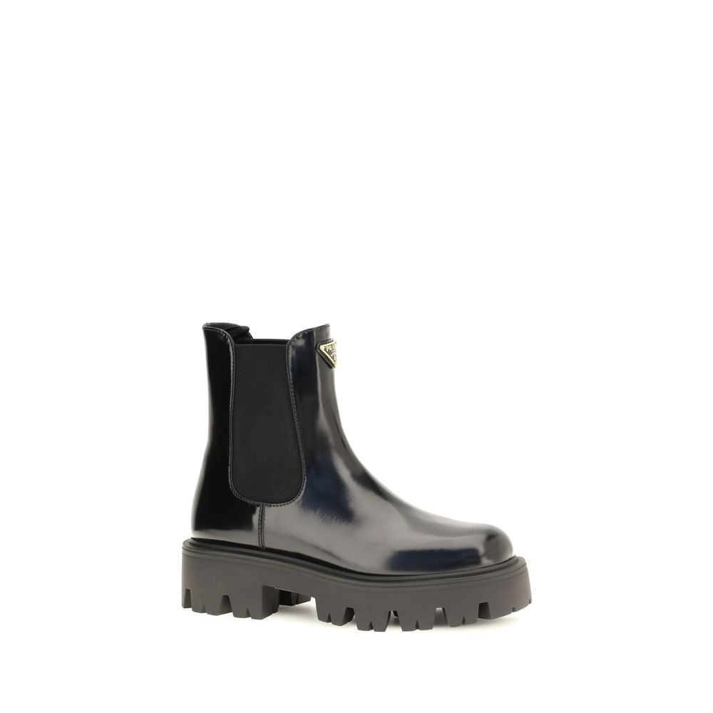 Prada Black Calfskin Chelsea Boots Bos Taurus