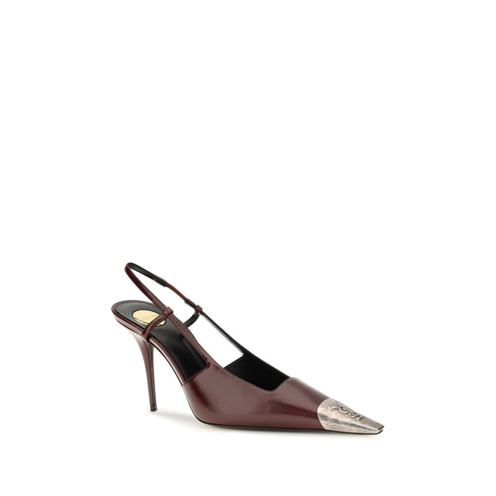 Saint Laurent Escarpins En Cuir De Veau Bos Taurus Bordeaux