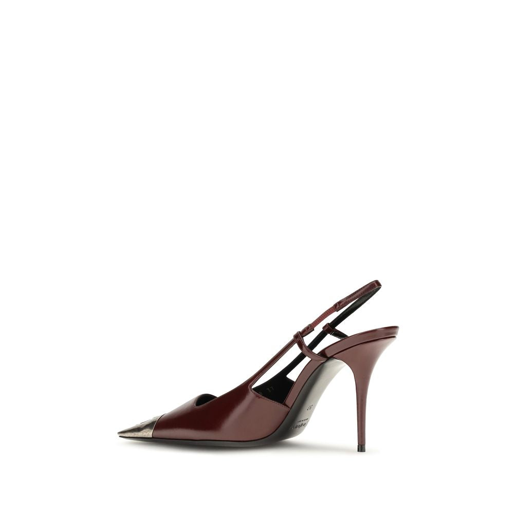 Saint Laurent Escarpins En Cuir De Veau Bos Taurus Bordeaux