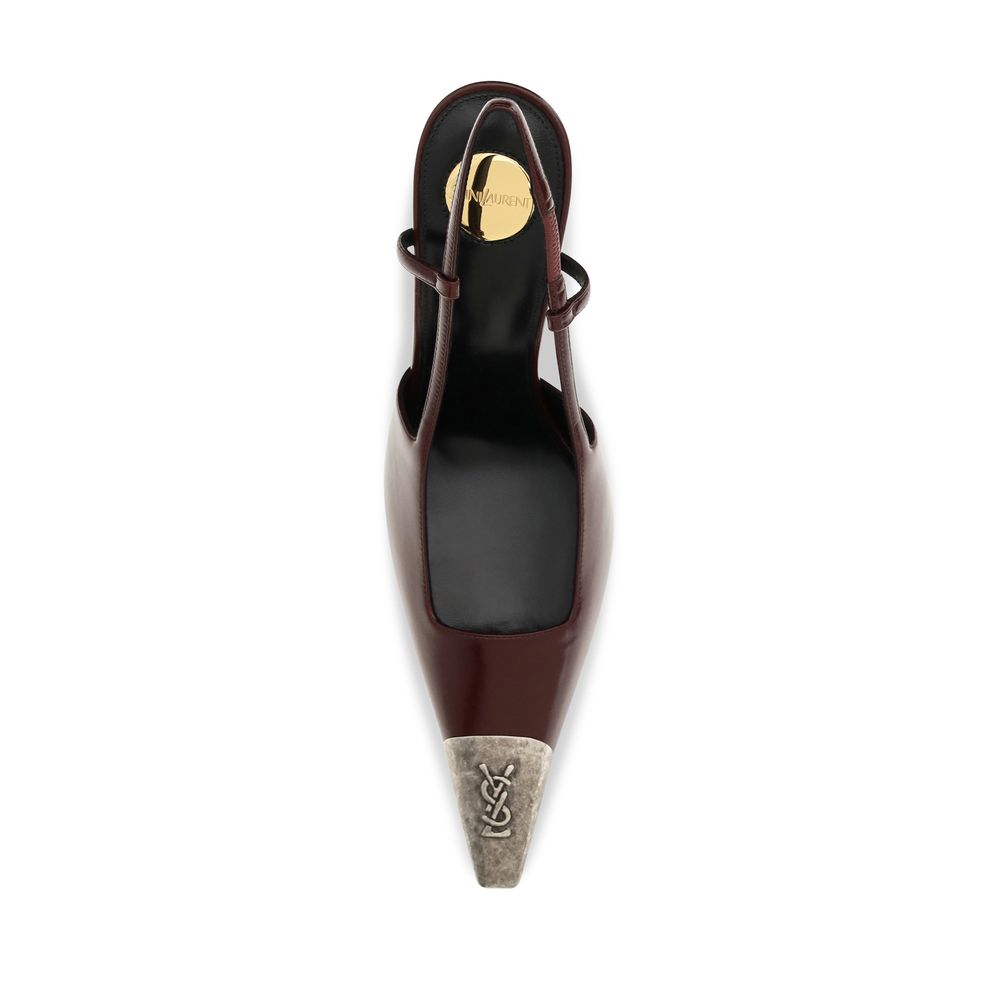 Saint Laurent Escarpins En Cuir De Veau Bos Taurus Bordeaux