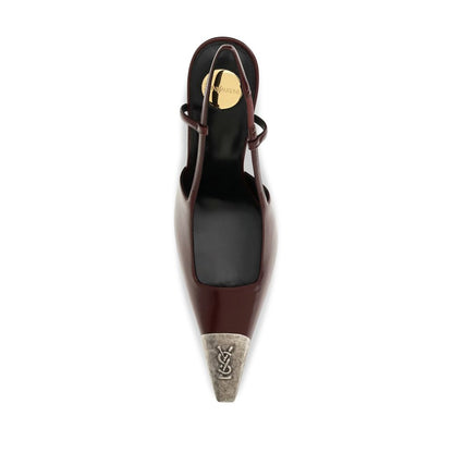 Saint Laurent Escarpins En Cuir De Veau Bos Taurus Bordeaux