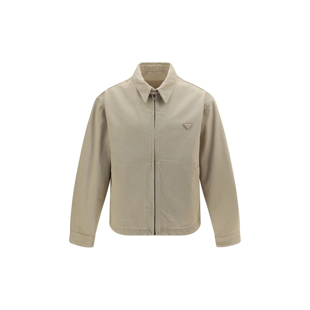 Chaqueta de mezclilla de algodón beige Prada