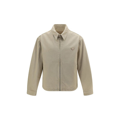 Chaqueta de mezclilla de algodón beige Prada