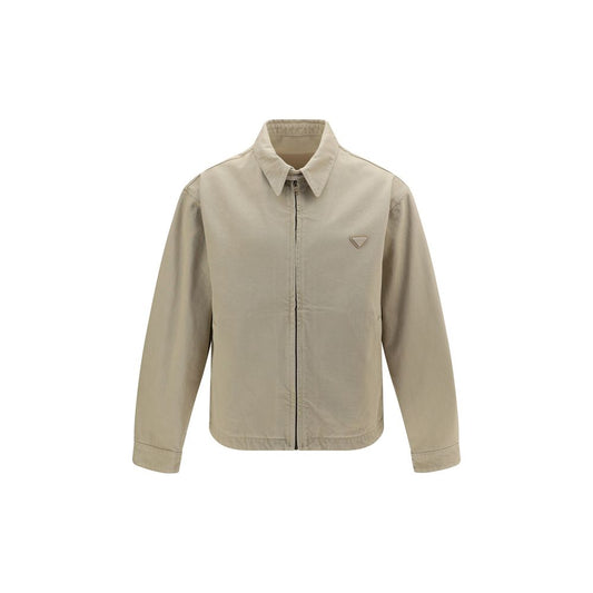 Chaqueta de mezclilla de algodón beige Prada