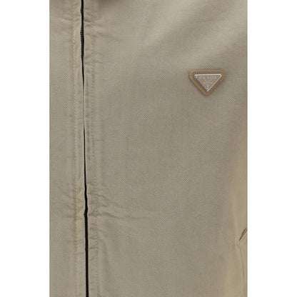 Chaqueta de mezclilla de algodón beige Prada