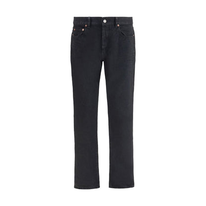 Saint Laurent Vaqueros ajustados de algodón negro