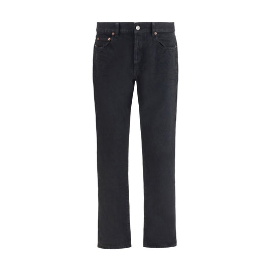 Saint Laurent Vaqueros ajustados de algodón negro