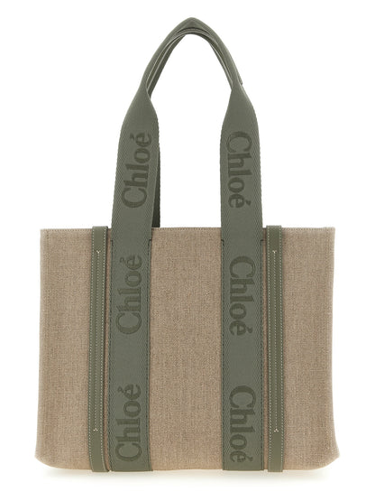 Bolso tote Chloé bicolor de lino