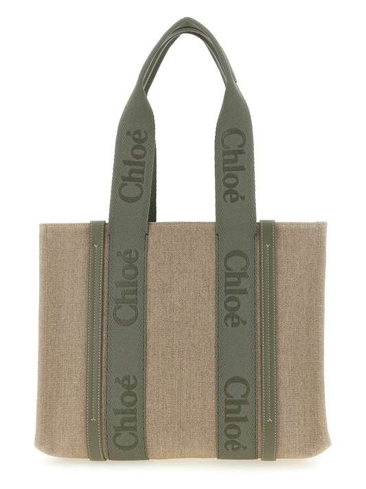 Bolso tote Chloé bicolor de lino
