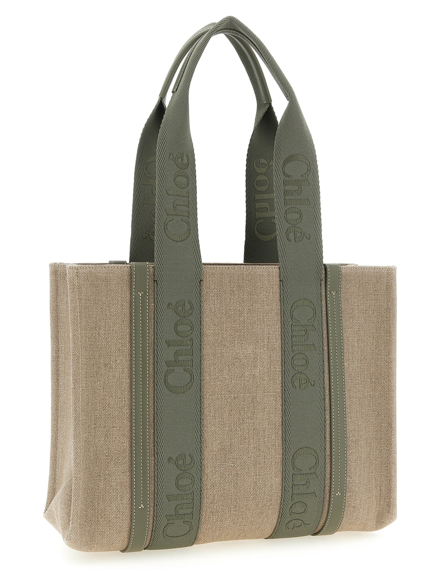 Bolso tote Chloé bicolor de lino