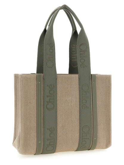 Bolso tote Chloé bicolor de lino