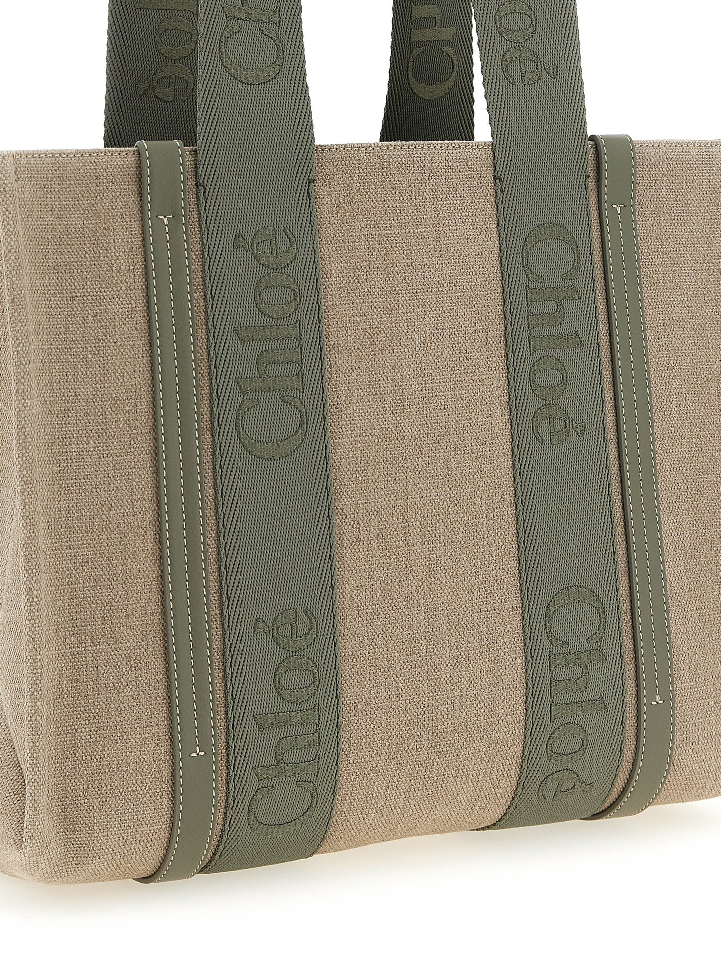 Bolso tote Chloé bicolor de lino