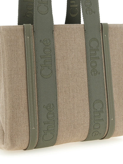 Bolso tote Chloé bicolor de lino