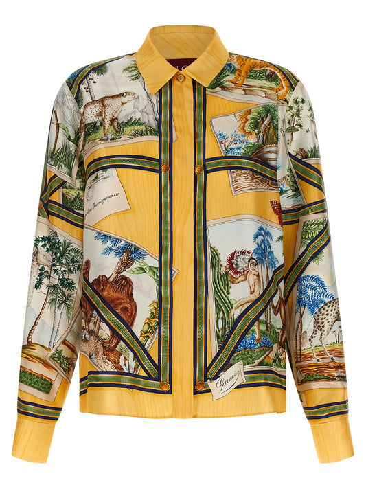 Blusa de seda multicolor Gucci