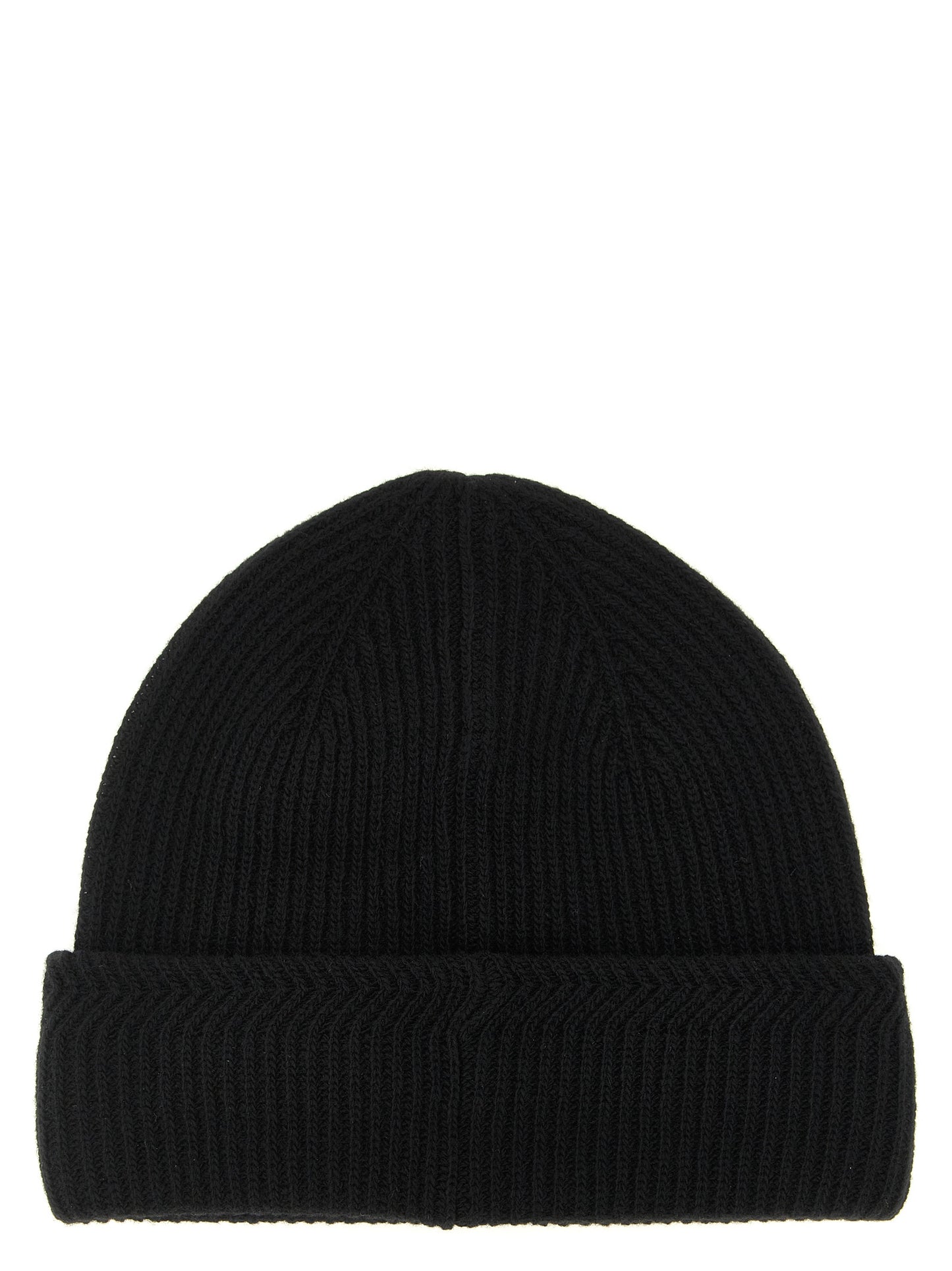 Moncler Bonnet en Laine Vierge Noir avec Bord Replié