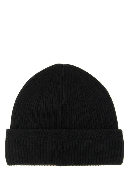 Moncler Bonnet en Laine Vierge Noir avec Bord Replié