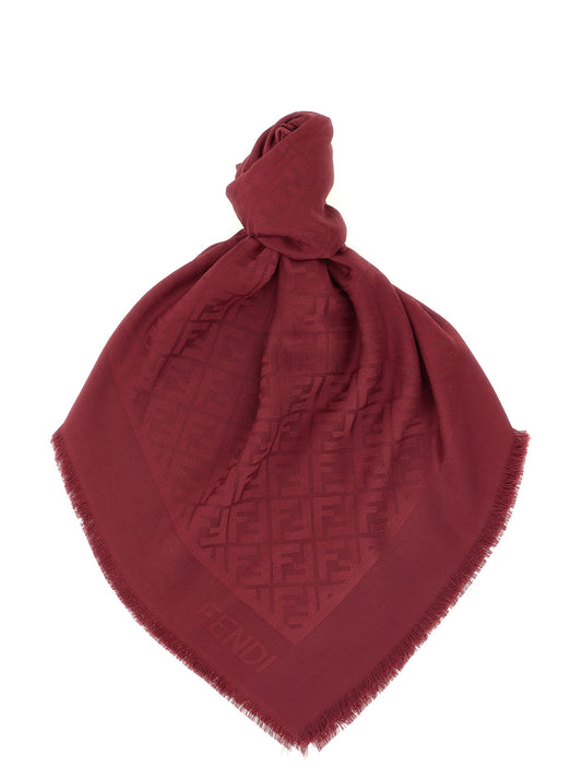 Foulard Fendi de seda color burdeos
