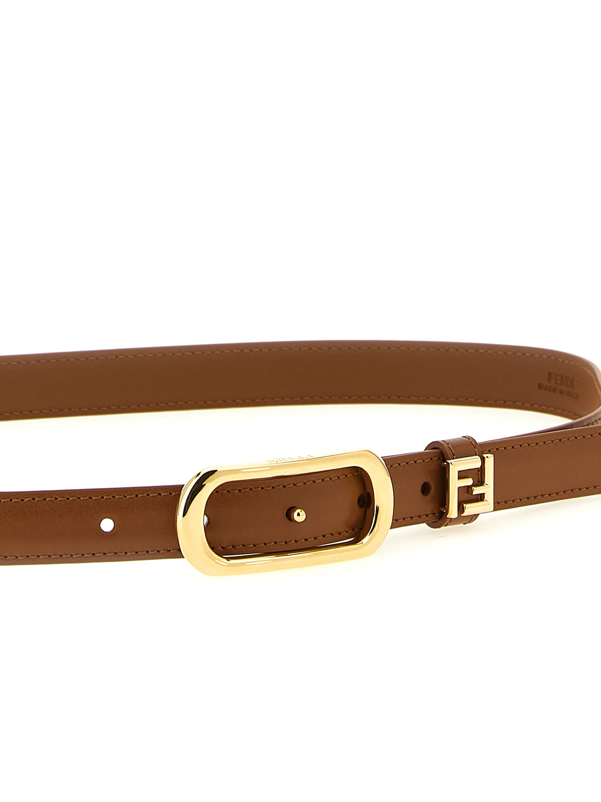 Ceinture régulière en cuir de veau marron Fendi