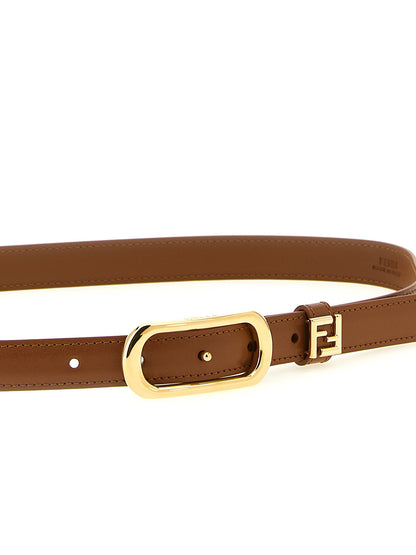 Ceinture régulière en cuir de veau marron Fendi