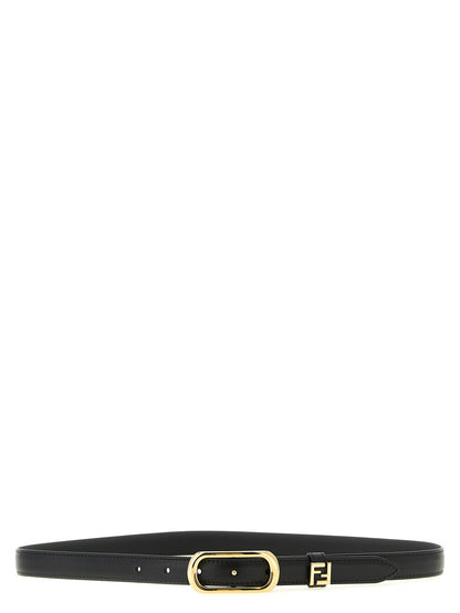 Ceinture fine Fendi en cuir de veau noir
