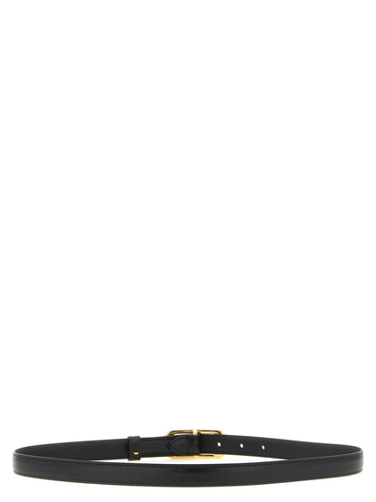 Ceinture fine Fendi en cuir de veau noir