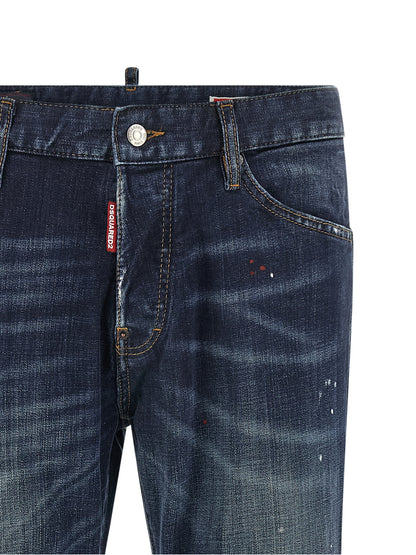 Jeans Droits en Coton Bleu Dsquared² Modèle Teddy