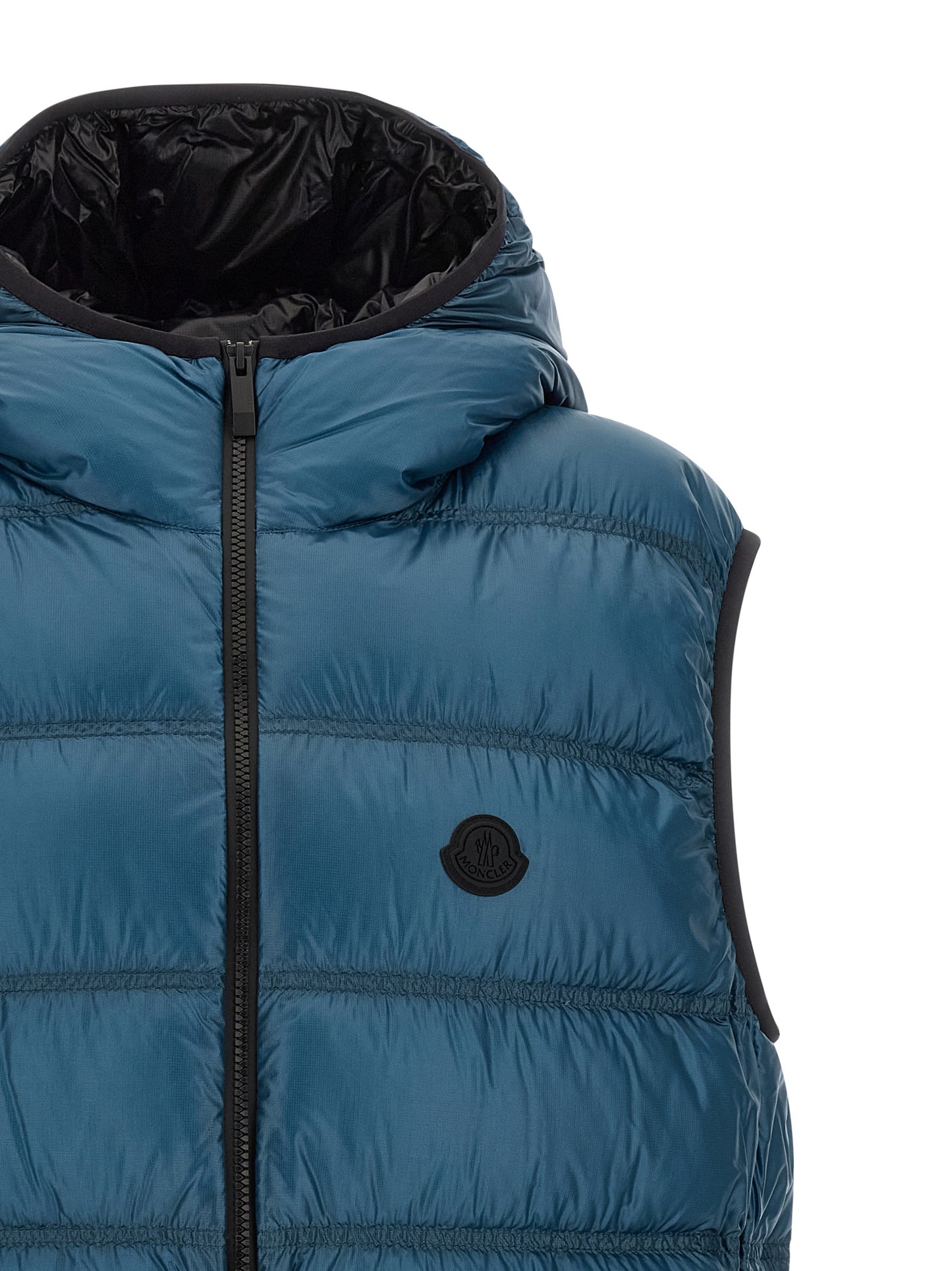 Chaqueta Moncler de poliamida azul de largo completo
