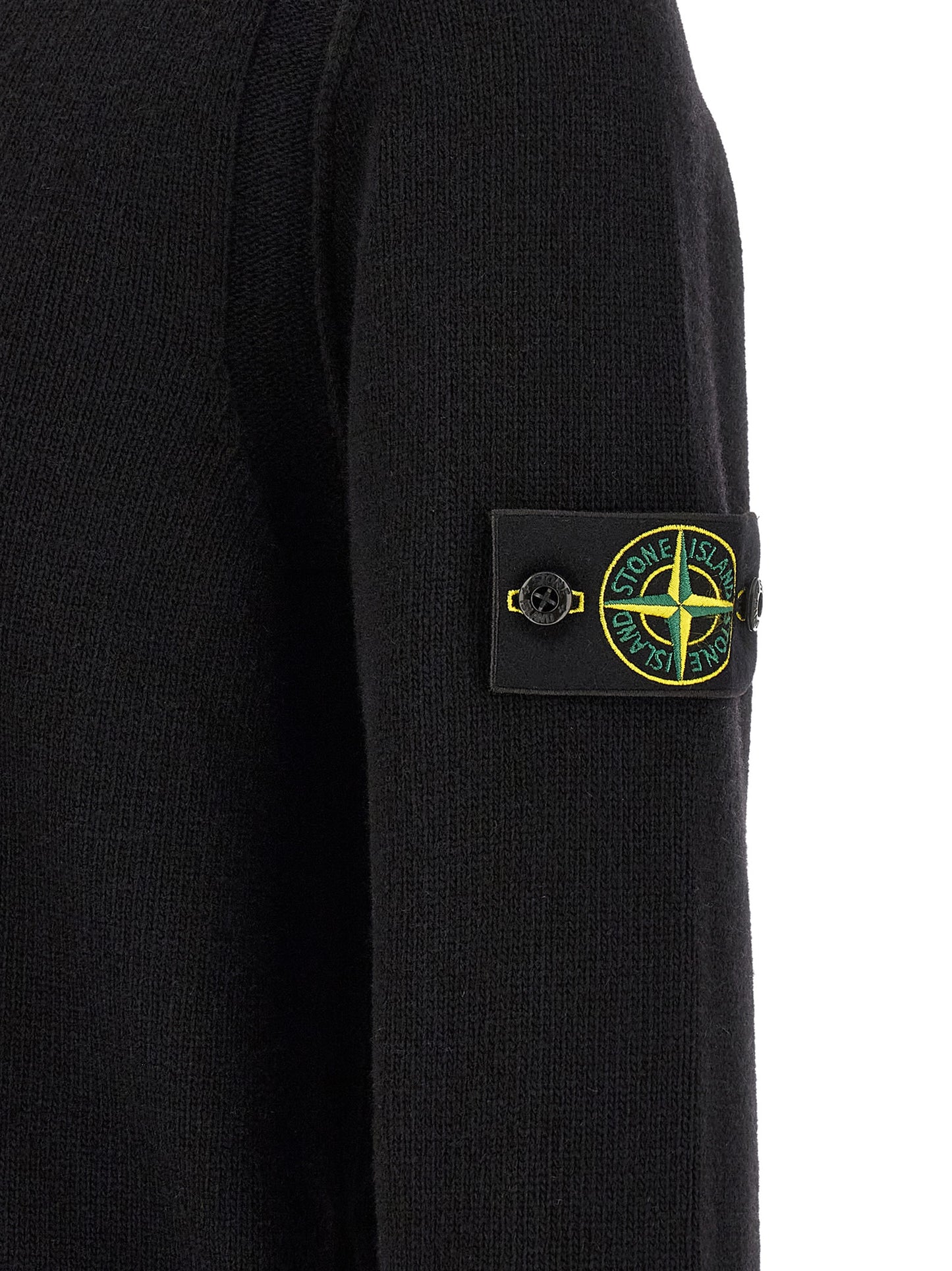 Cárdigan Stone Island de Lana Virgen Negro Suave y Cómodo