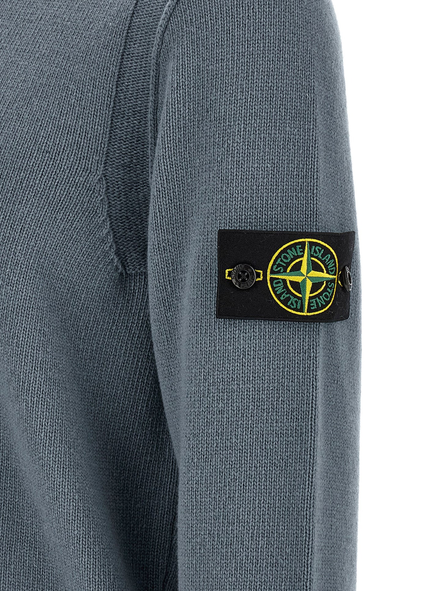 Cárdigan Stone Island De Lana Virgen Azul - Diseño Estructural