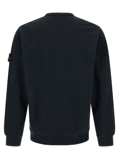 Sweat-shirt ras du cou en coton bleu Stone Island
