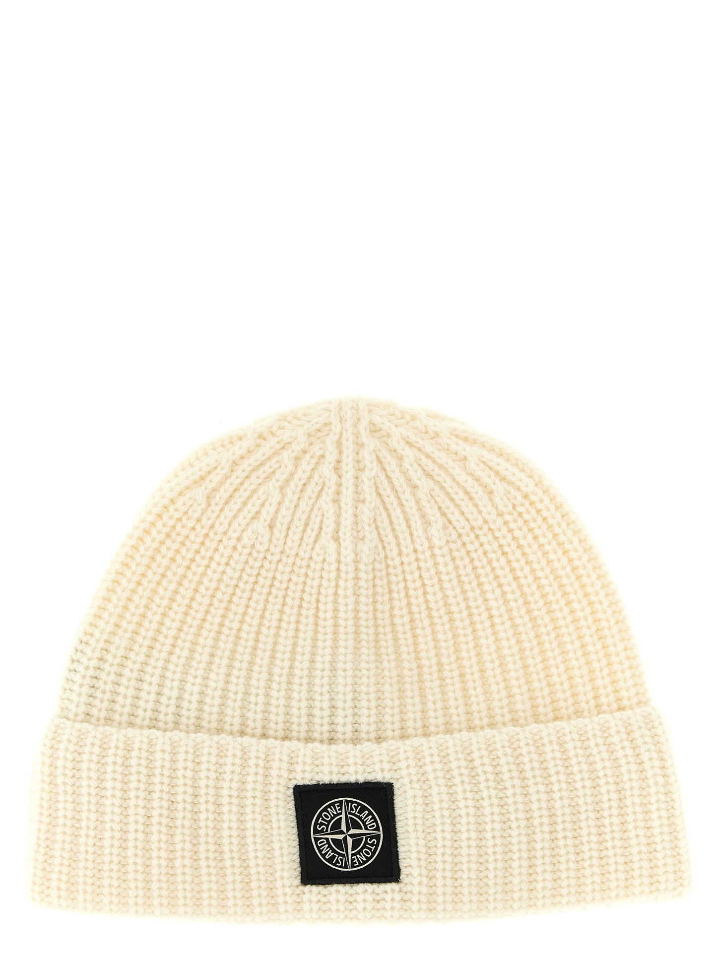 Stone Island Virgin Wool Beanie White Thermal Insulation