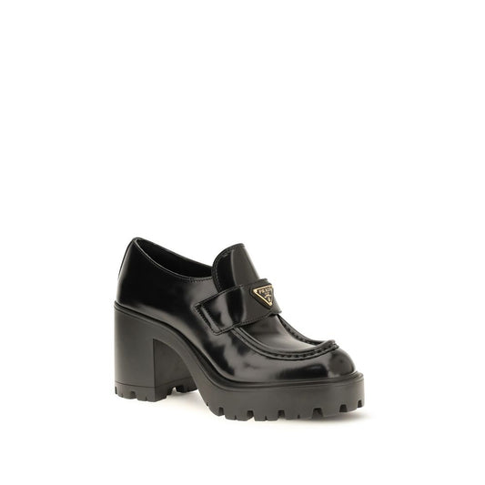 Mocasines de plataforma Prada en piel de becerro negra Bos Taurus