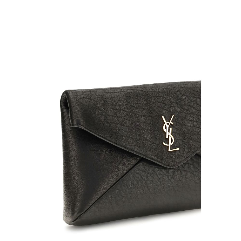 Cartera Saint Laurent negra de piel de cordero Ovis Aries Aries