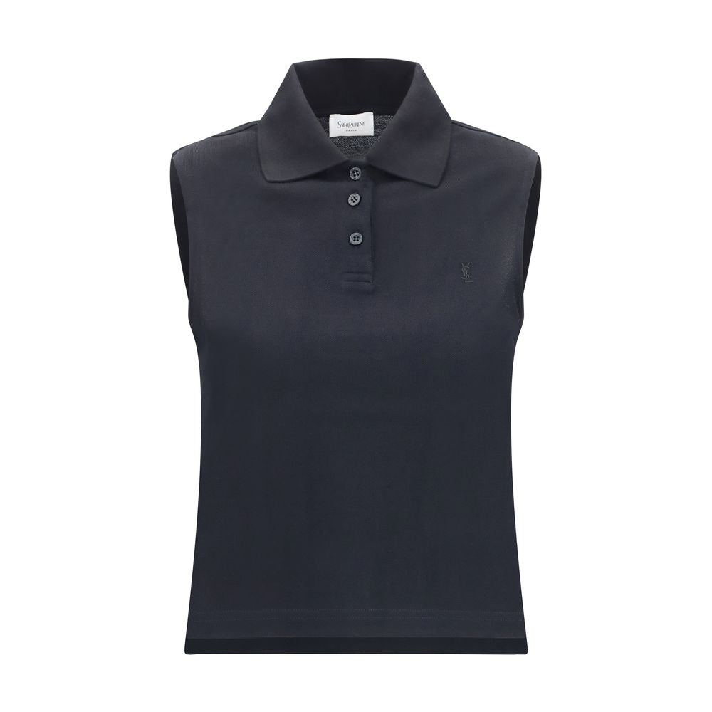 Polo Saint Laurent negro de algodón reciclado